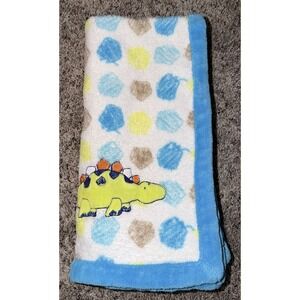 Absorba‎ Soft Blue Brown White Dinosaur Baby Blanket Blue Yellow